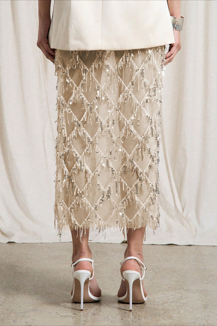 Emily & Isabella Brooks | Sequin Fringe Midi Skirt