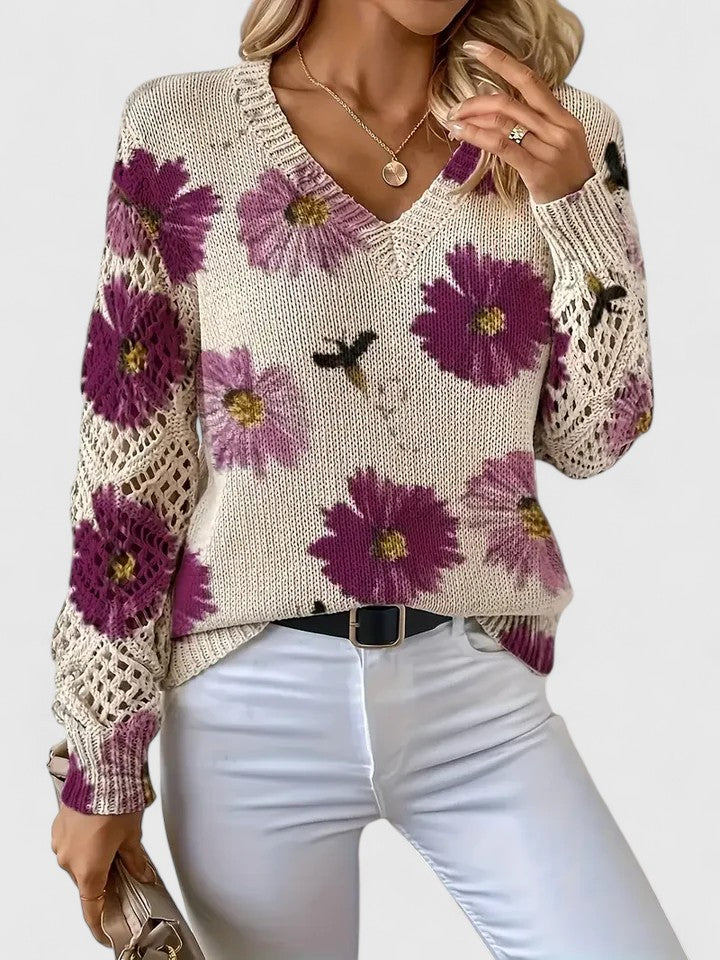 Emily & Isabella Brooks | Floral Knit Sweater