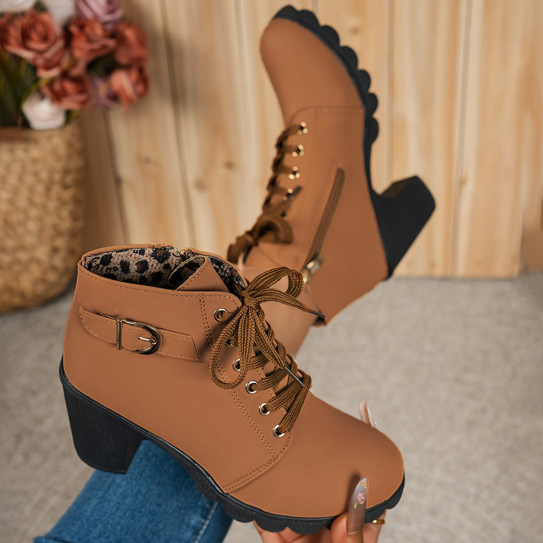 Emily & Isabella Brooks | Lace-Up Heel Boots in Black