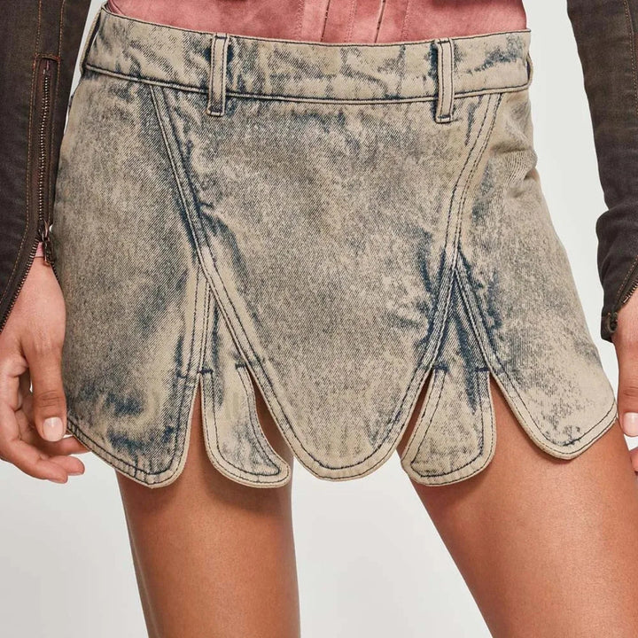 Emily & Isabella Brooks | Denim Irregular Slit Skirt