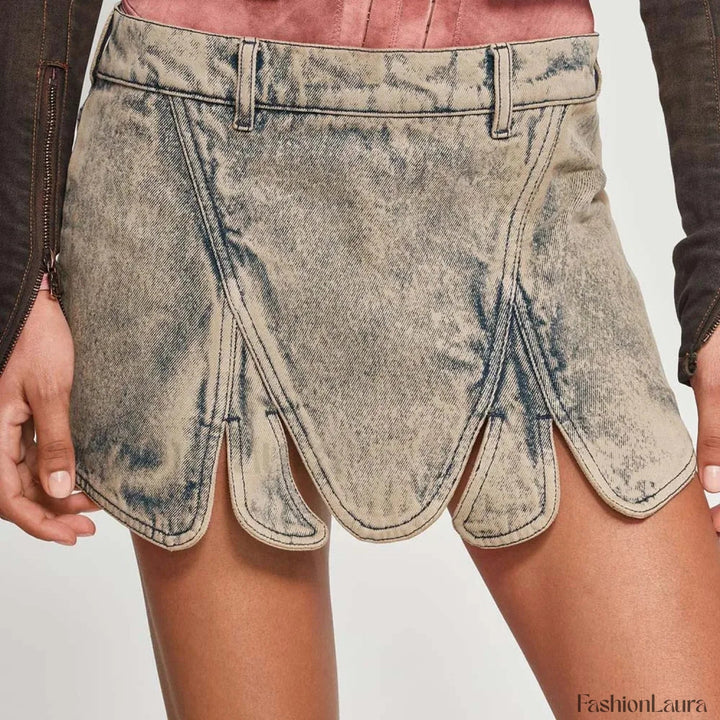 Emily & Isabella Brooks | Denim Irregular Slit Skirt