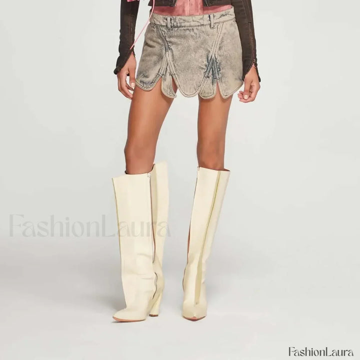 Emily & Isabella Brooks | Denim Irregular Slit Skirt