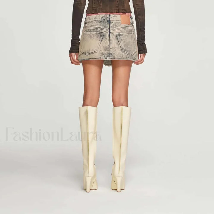 Emily & Isabella Brooks | Denim Irregular Slit Skirt