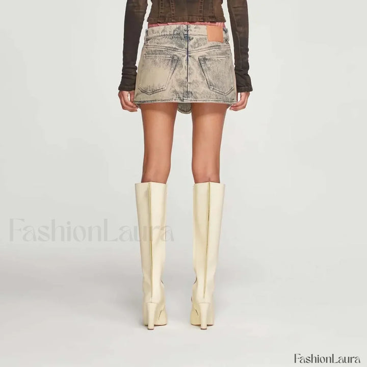 Emily & Isabella Brooks | Denim Irregular Slit Skirt