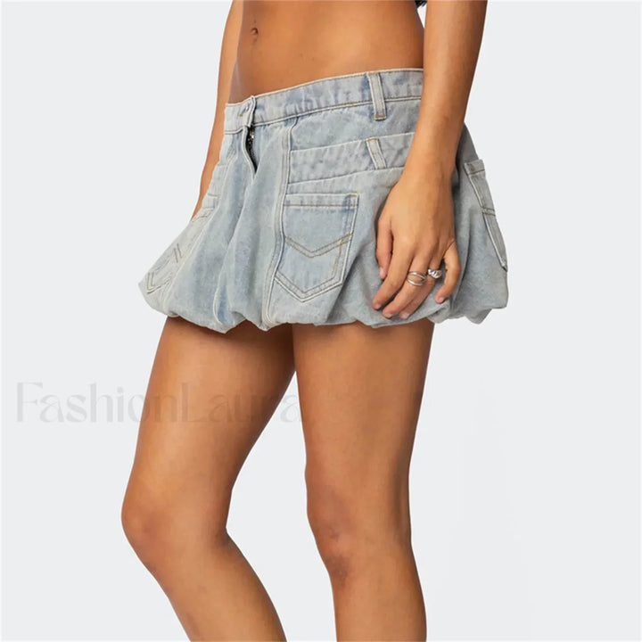 Emily & Isabella Brooks | Denim Low Waist Cargo Skirt