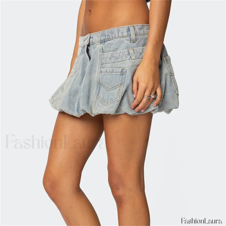Emily & Isabella Brooks | Denim Low Waist Cargo Skirt