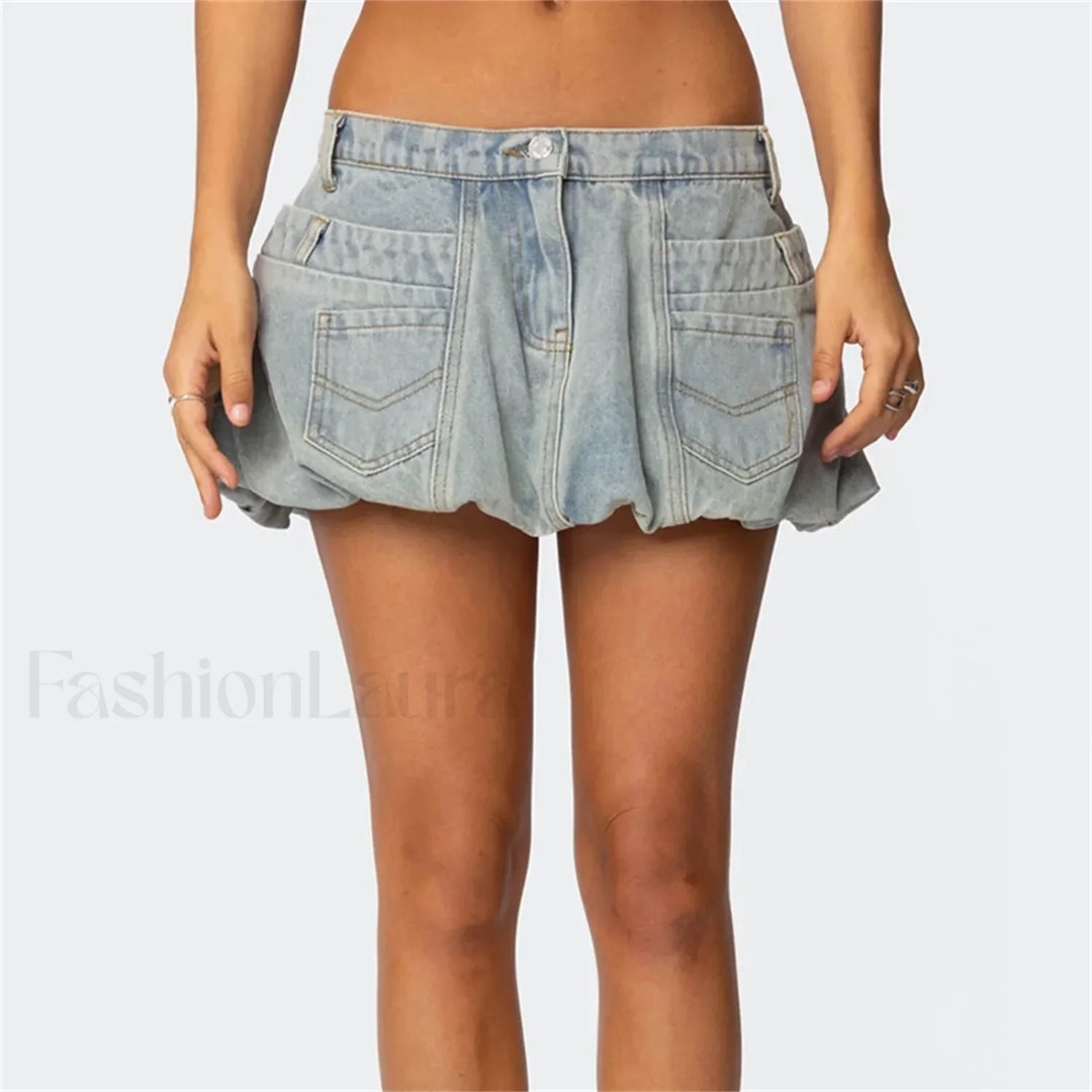 Emily & Isabella Brooks | Denim Low Waist Cargo Skirt