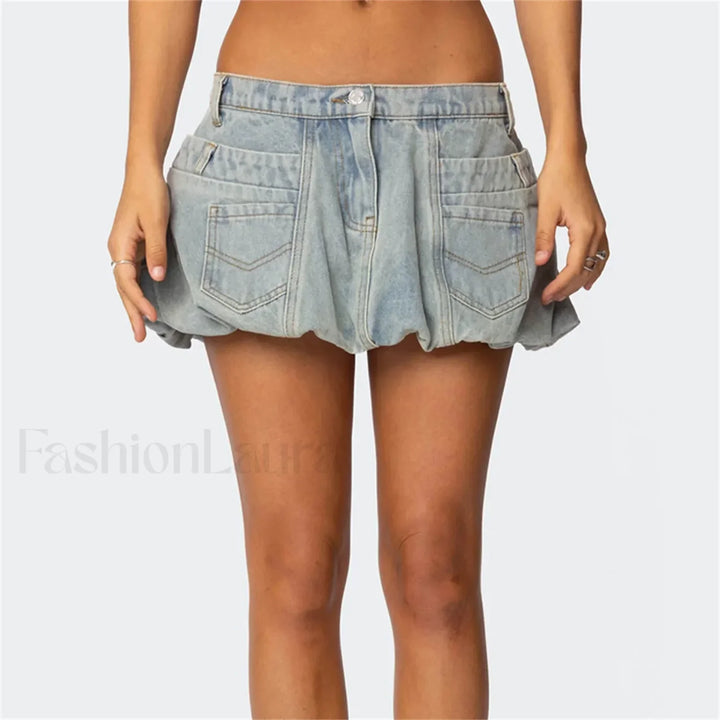 Emily & Isabella Brooks | Denim Low Waist Cargo Skirt