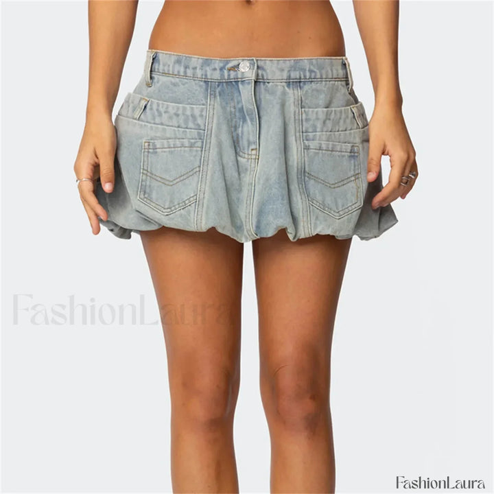 Emily & Isabella Brooks | Denim Low Waist Cargo Skirt