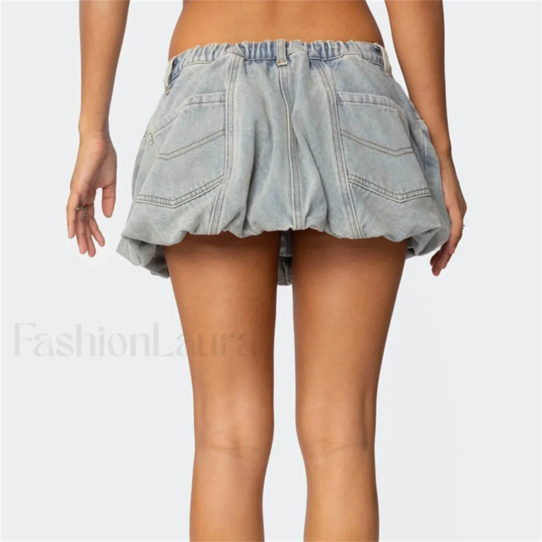 Emily & Isabella Brooks | Denim Low Waist Cargo Skirt