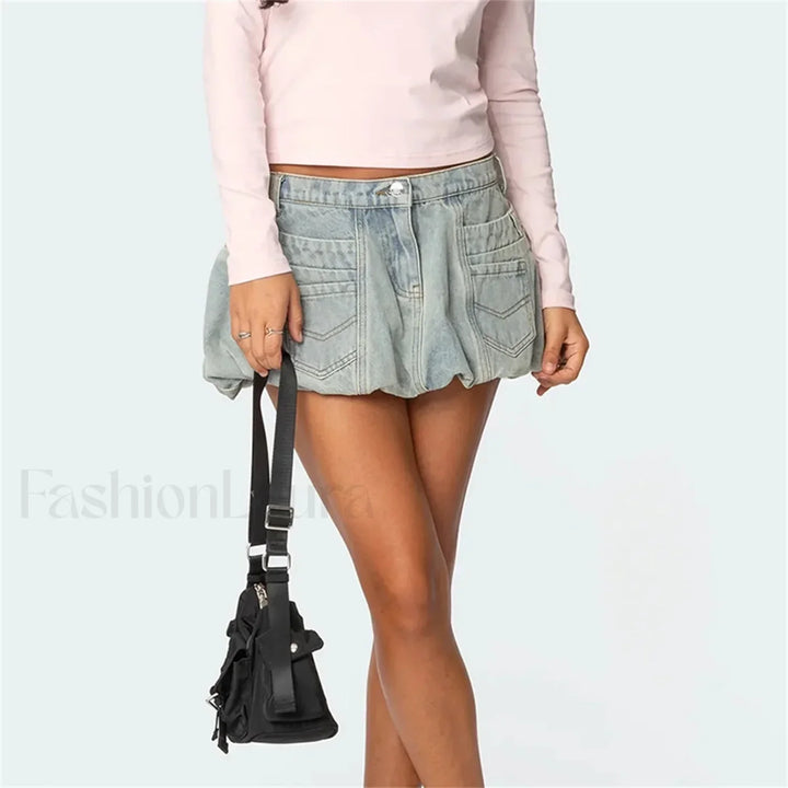 Emily & Isabella Brooks | Denim Low Waist Cargo Skirt