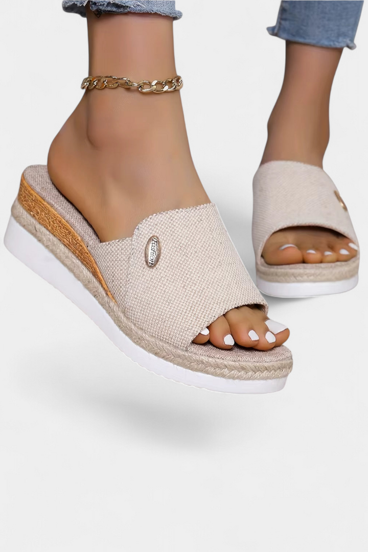 Emily & Isabella Brooks | Open Platform Sandals in Natural Fabric