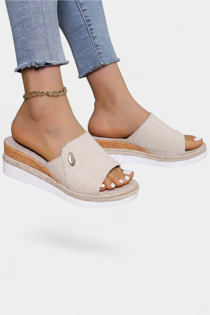 Emily & Isabella Brooks | Open Platform Sandals in Natural Fabric