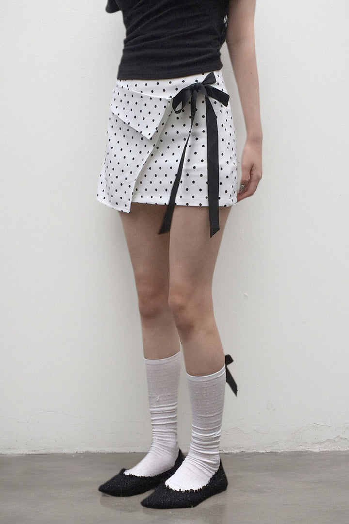 Emily & Isabella Brooks | White Polka Dot Bodycon Mini Skirt