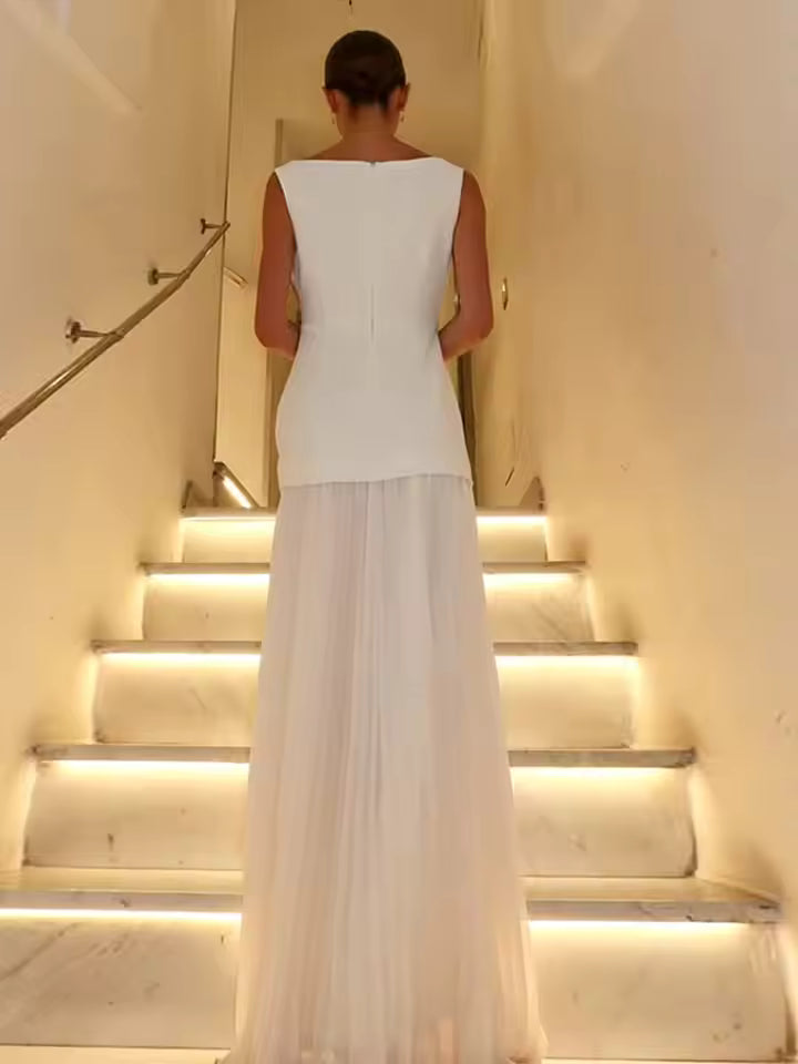 Emily & Isabella Brooks | Sleeveless Dress with Flowing Pleats