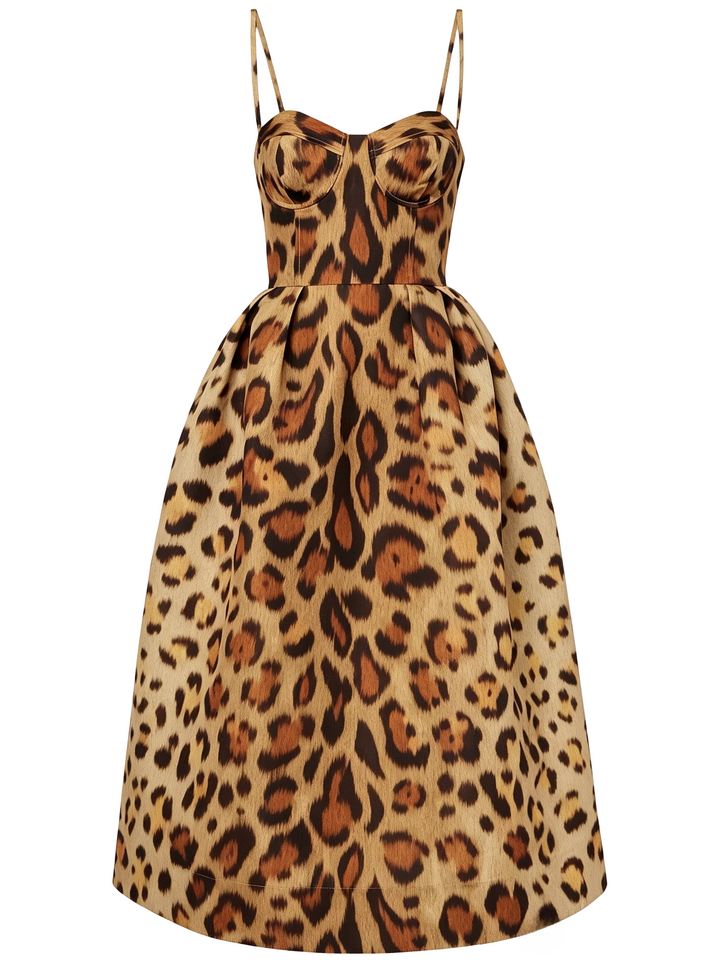 Emily & Isabella Brooks | Midi Dress with Leopard Print