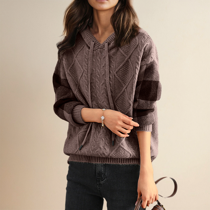 Emily & Isabella Brooks | Cable Knit Hoodie Sweater