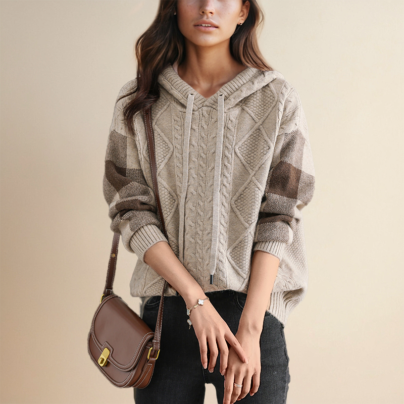 Emily & Isabella Brooks | Cable Knit Hoodie Sweater