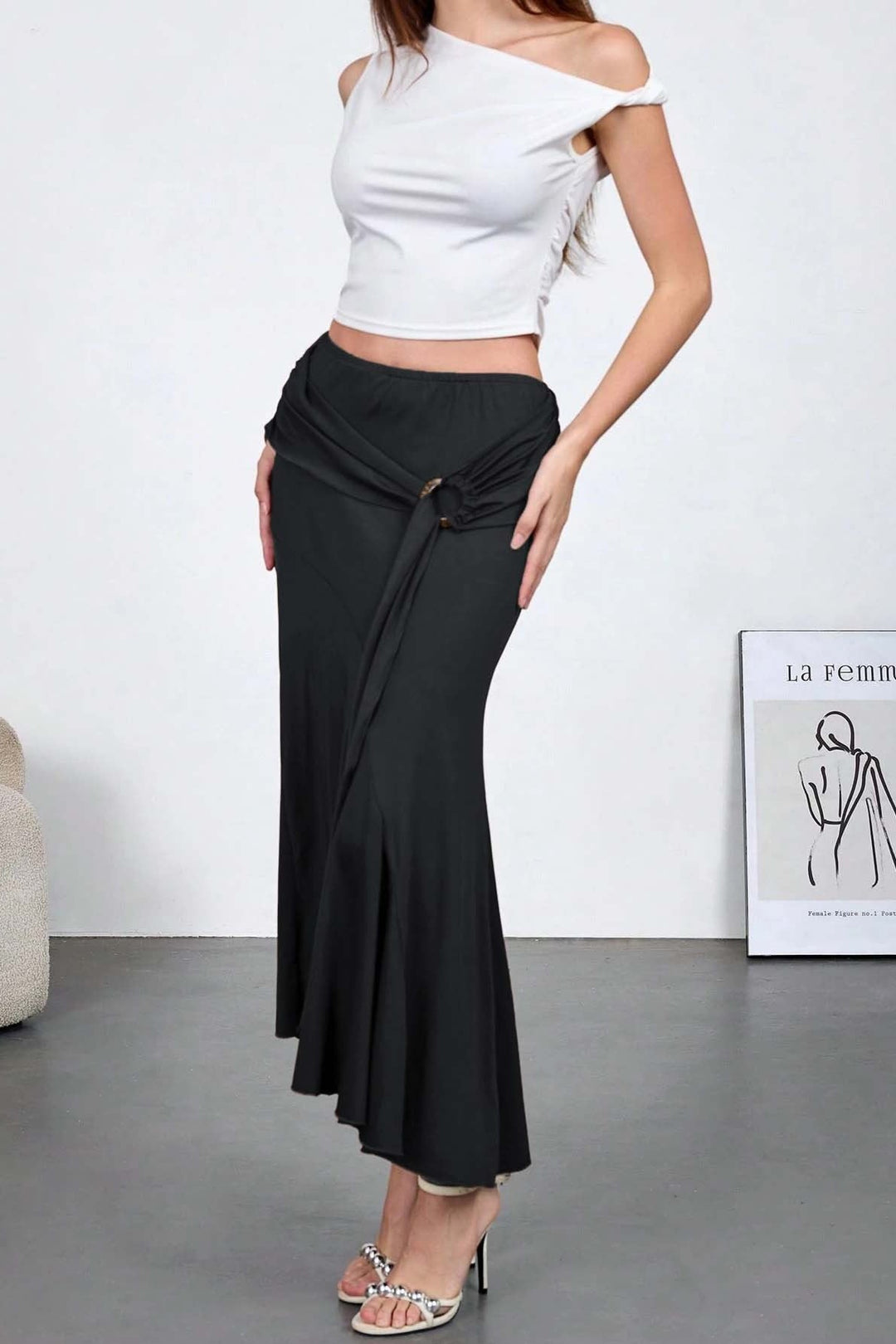 Emily & Isabella Brooks | High Waist Bodycon Skirt in Wood Veneer