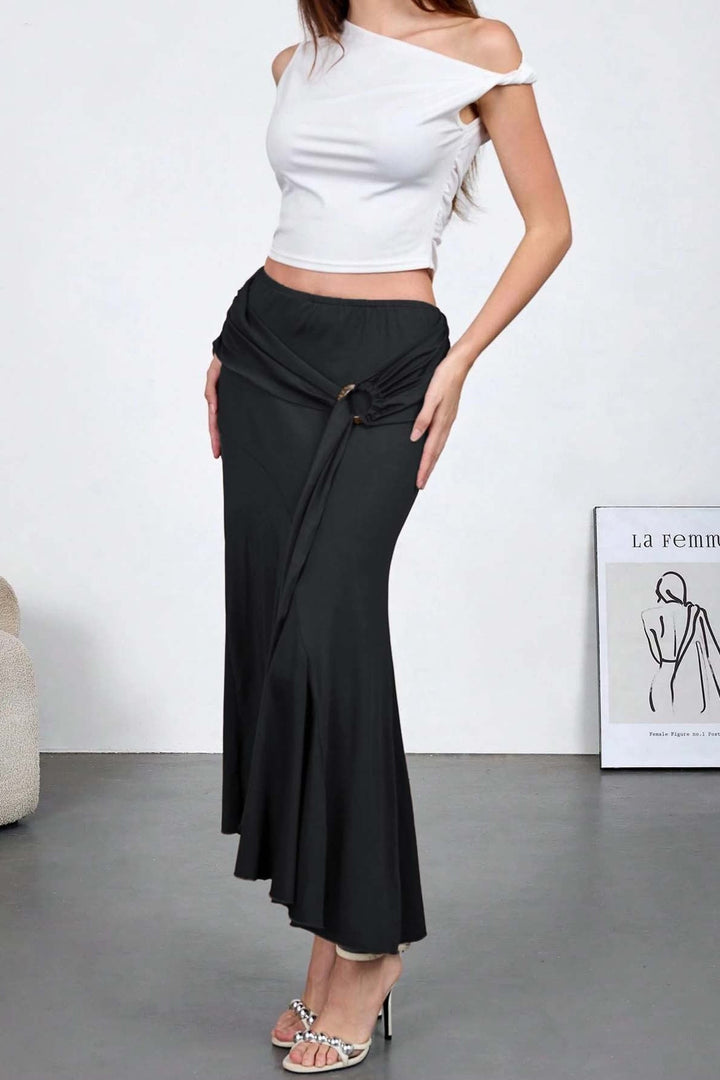 Emily & Isabella Brooks | High Waist Bodycon Skirt in Wood Veneer