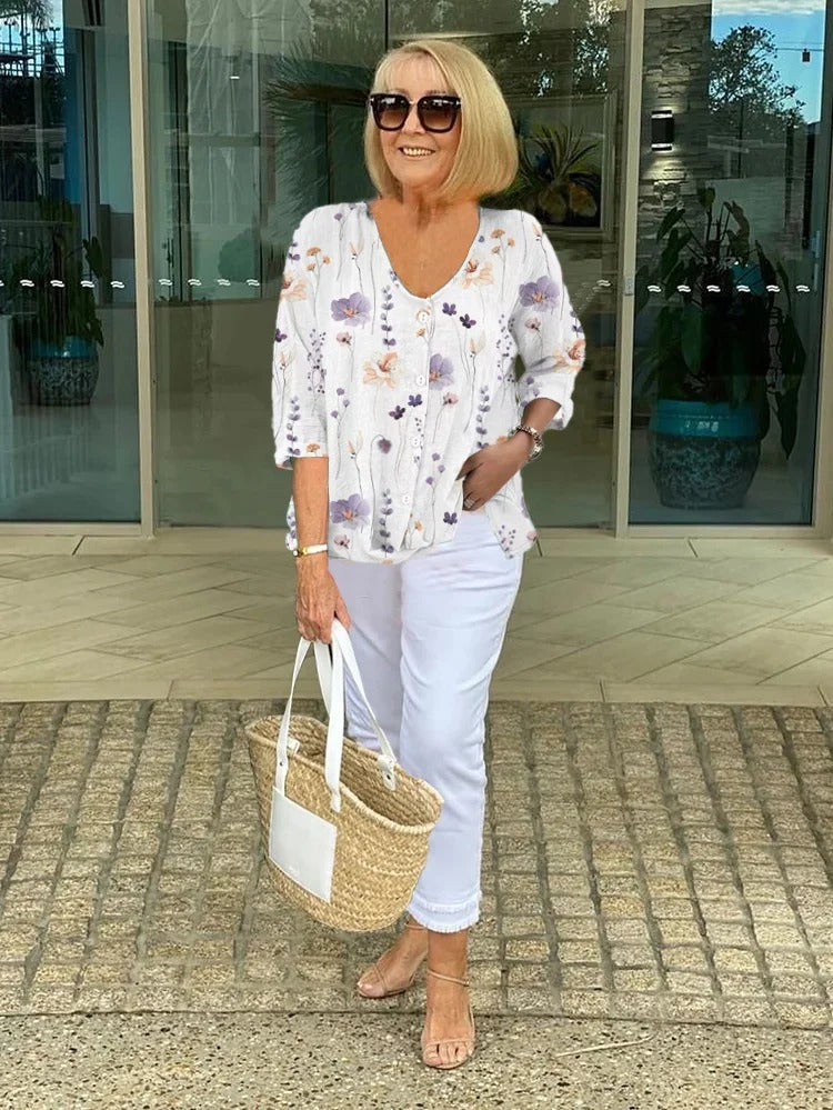 Emily & Isabella Brooks | Printed Button Tunic Top