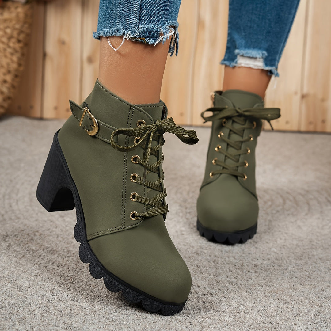 Emily & Isabella Brooks | Lace-Up Heel Boots in Black