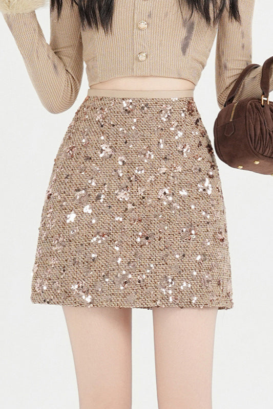 Emily & Isabella Brooks | High Waisted Sequin A Line Skirt