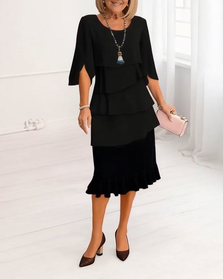 Emily & Isabella Brooks | Elegant Comfort Ruffle Dress