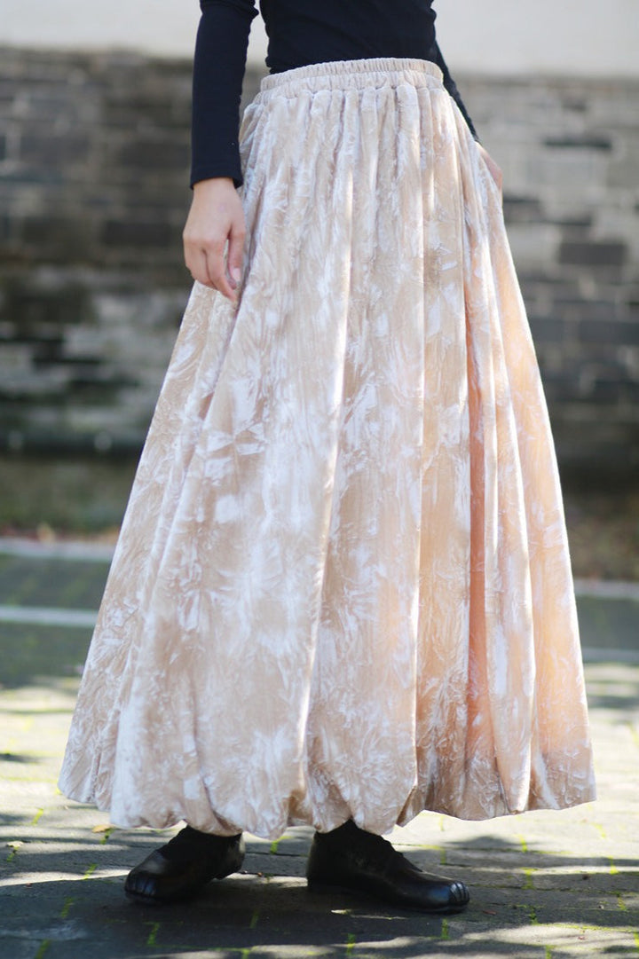 Emily & Isabella Brooks | Velvet Tie Dye Swing Midi Skirt