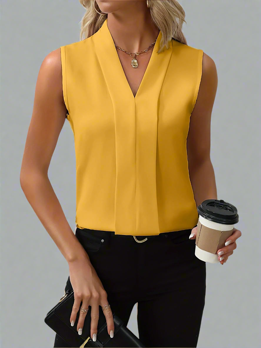 Emily & Isabella Brooks | Sleeveless V-Neck Blouse