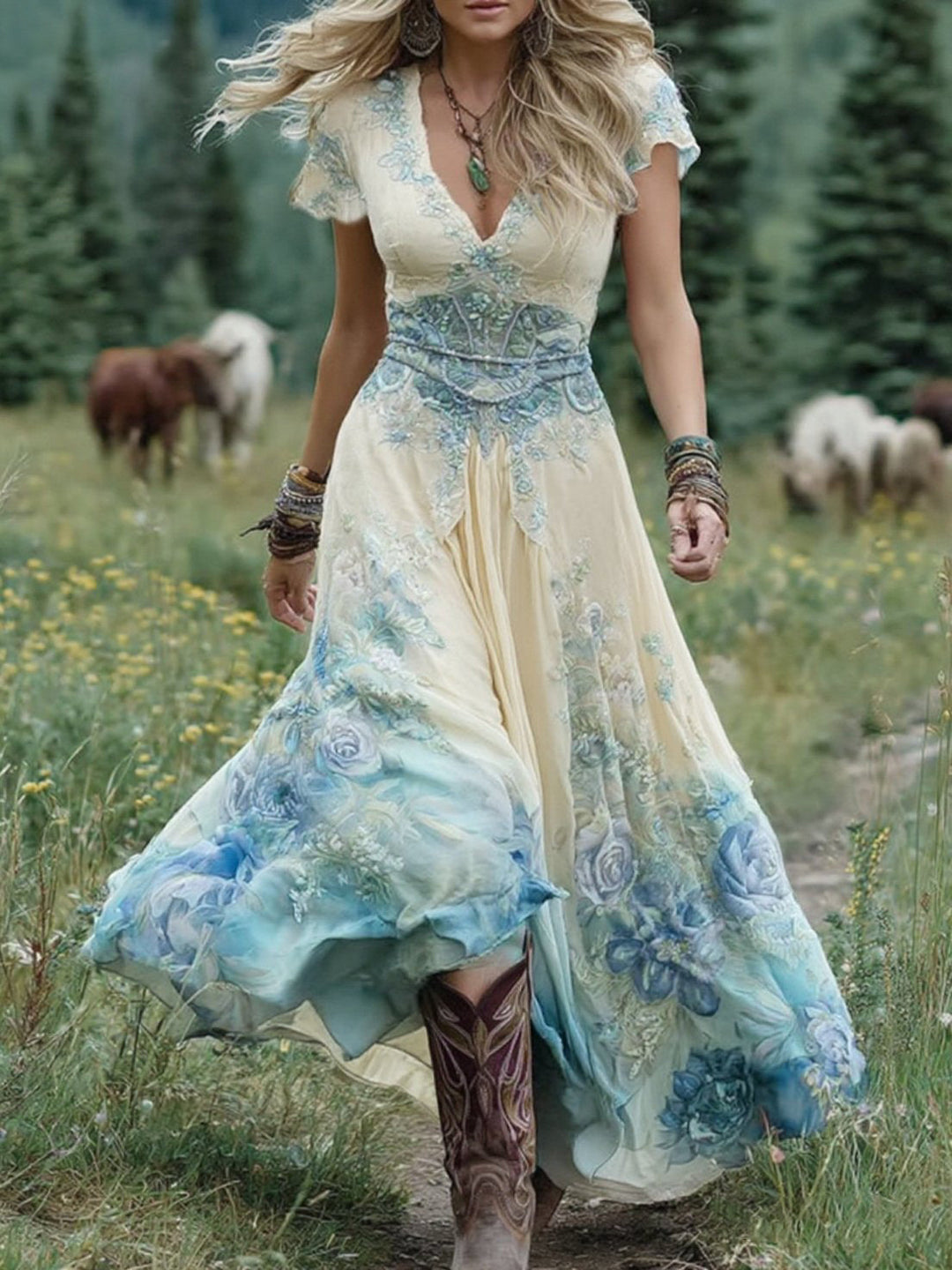 Emily & Isabella Brooks | Colorful Maxi Dress