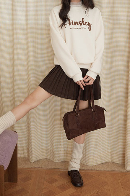 Emily & Isabella Brooks | Solid Wool Pleated High Waist Skirt