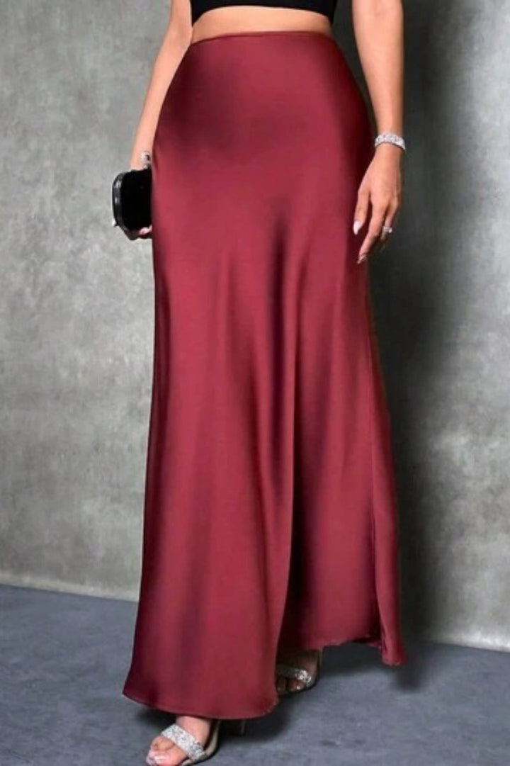 Emily & Isabella Brooks | High Waist Satin Maxi Skirt