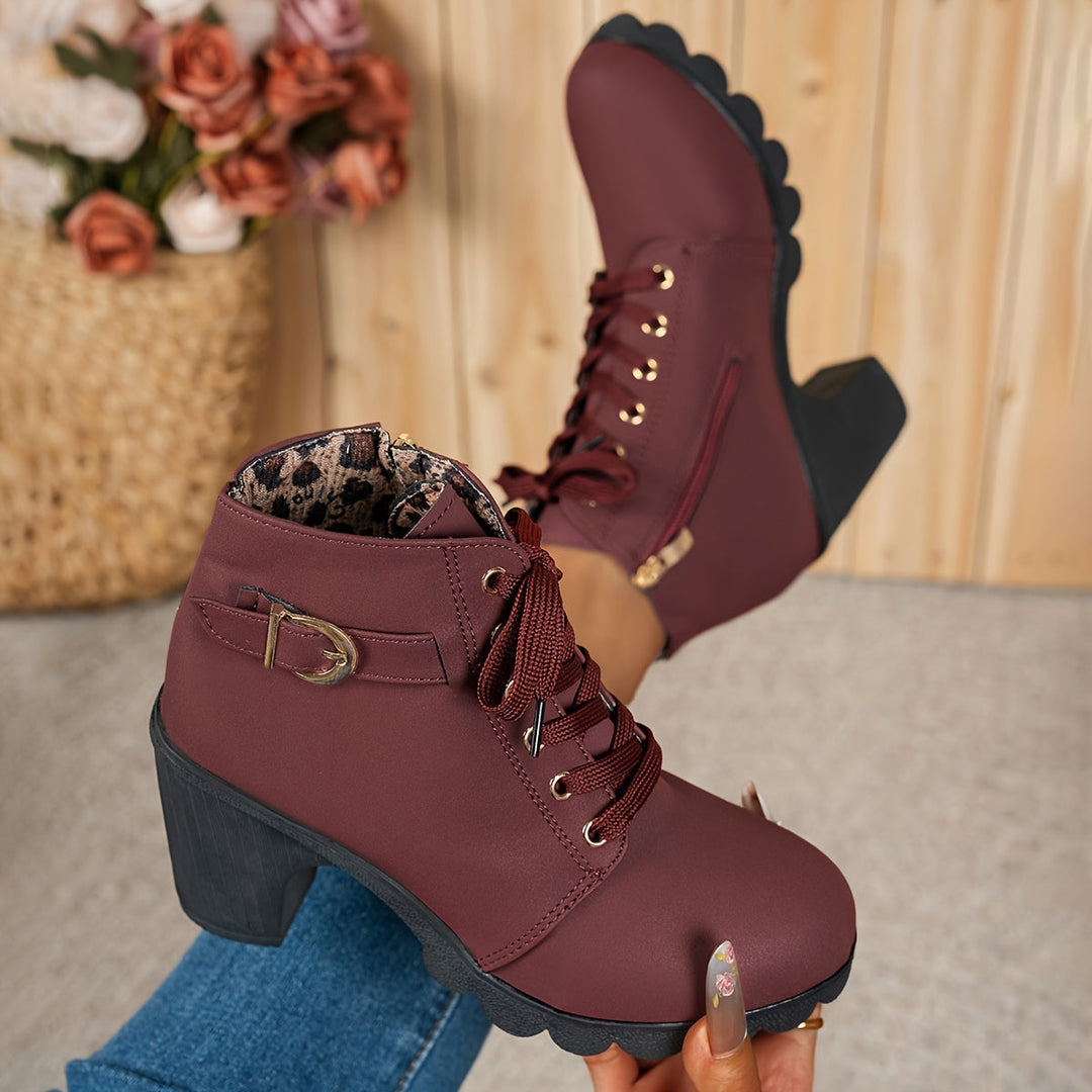 Emily & Isabella Brooks | Lace-Up Heel Boots in Black