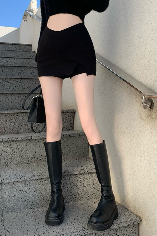 Emily & Isabella Brooks | High Waist Plus Size A-Line Mini Skirt