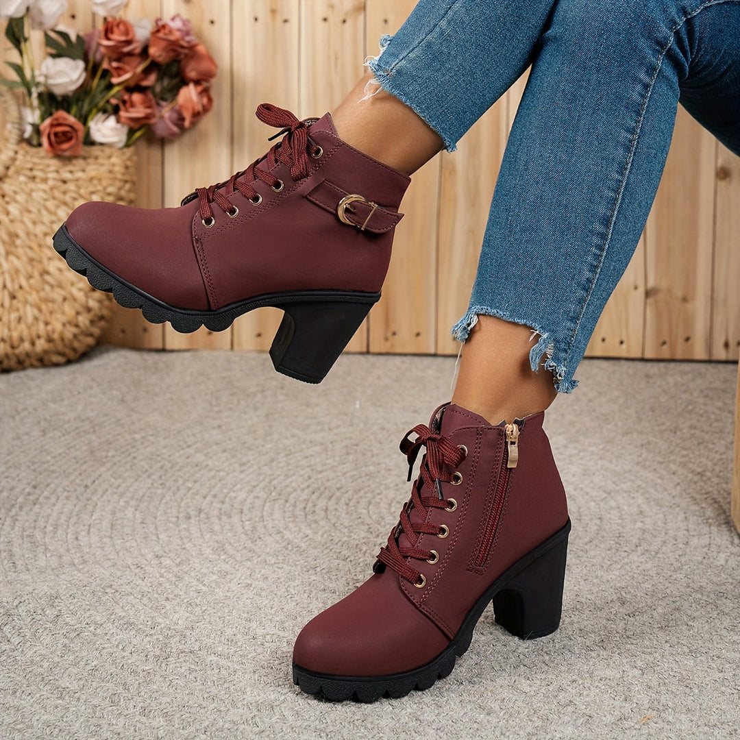 Emily & Isabella Brooks | Lace-Up Heel Boots in Black