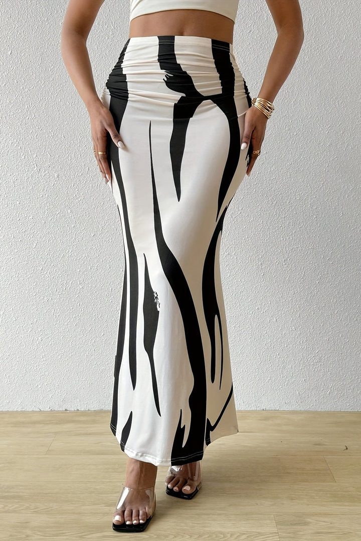 Emily & Isabella Brooks | Zebra Print High Waist Maxi Skirt