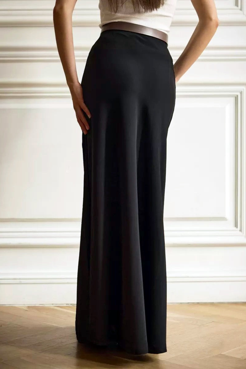 Emily & Isabella Brooks | High Waist Satin Mermaid Maxi Skirt