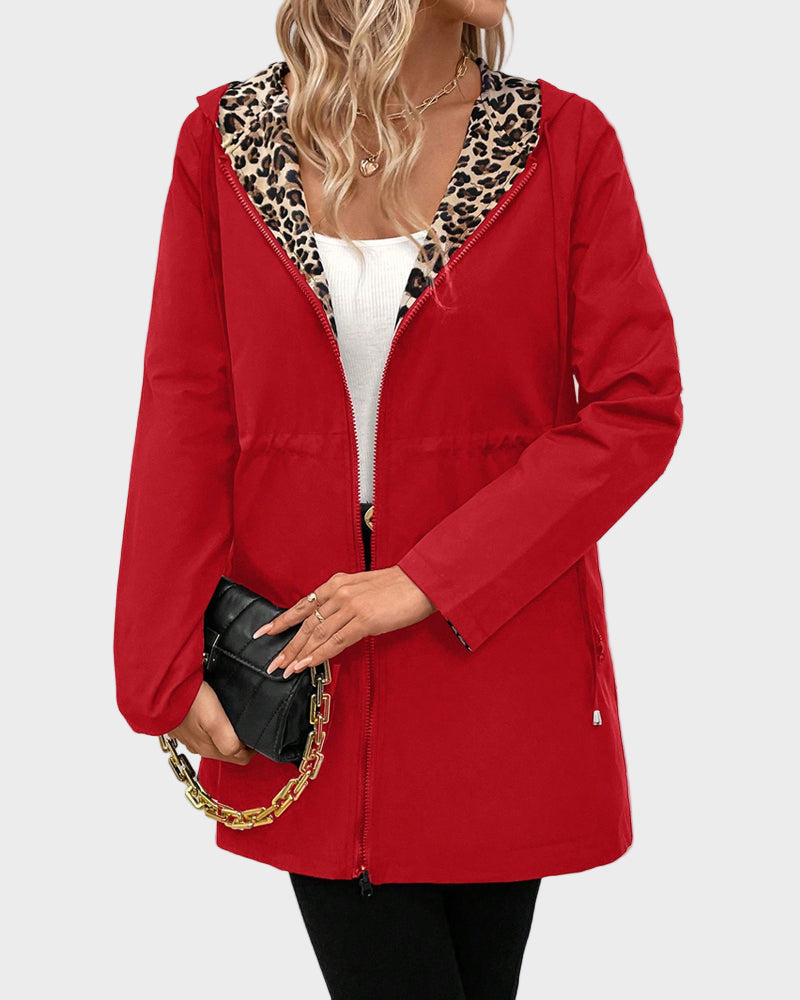 Emily & Isabella Brooks | Reversible Jacket with Hat, Leopard Pattern