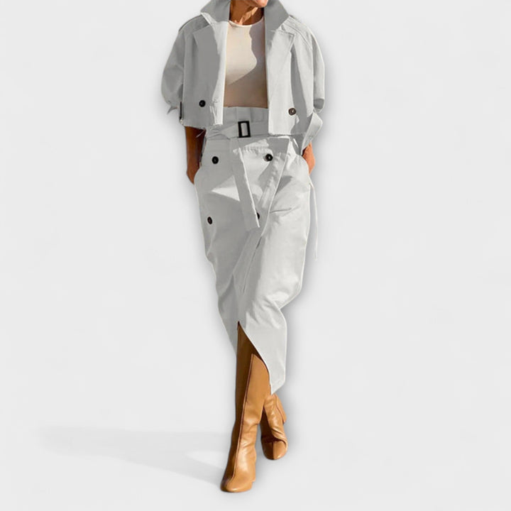 Emily & Isabella Brooks | Elegant Midi Skirt Jacket with Pockets