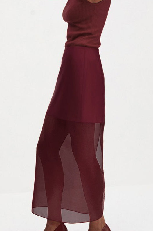 Emily & Isabella Brooks | Double Layer Sheer Black Bodycon Skirt