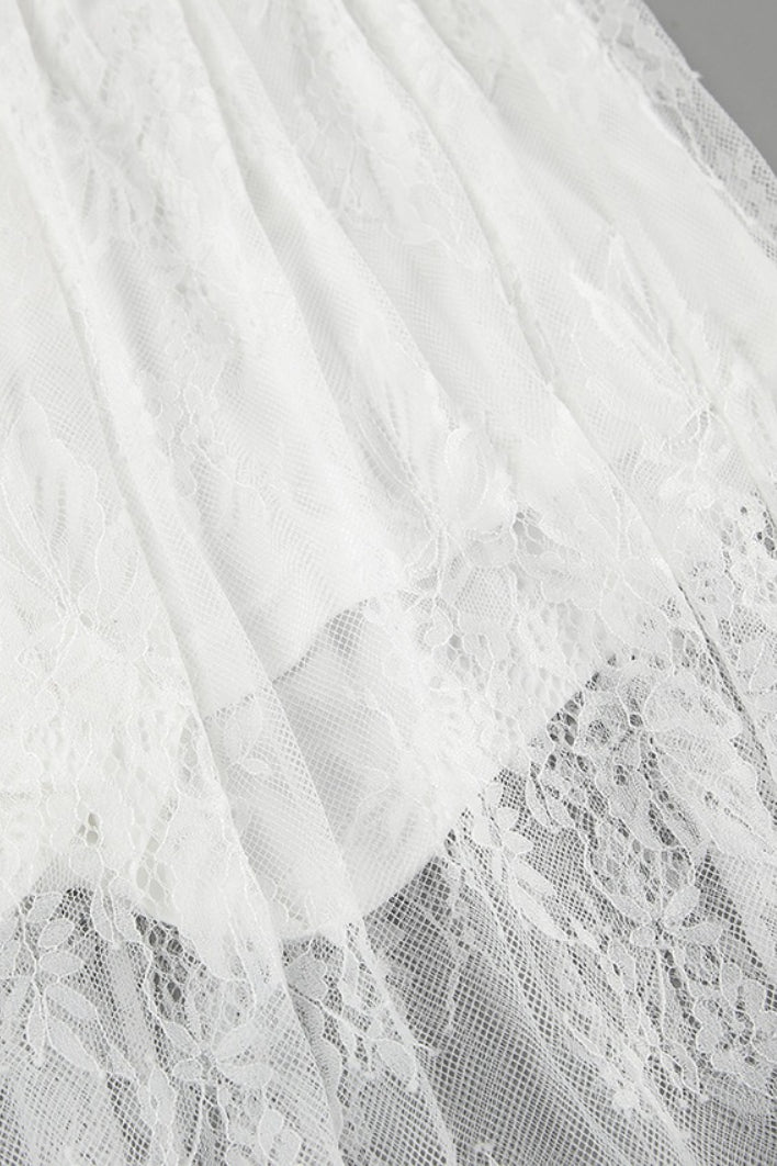 Emily & Isabella Brooks | Sheer Brocade Lace Jacquard Maxi Skirt