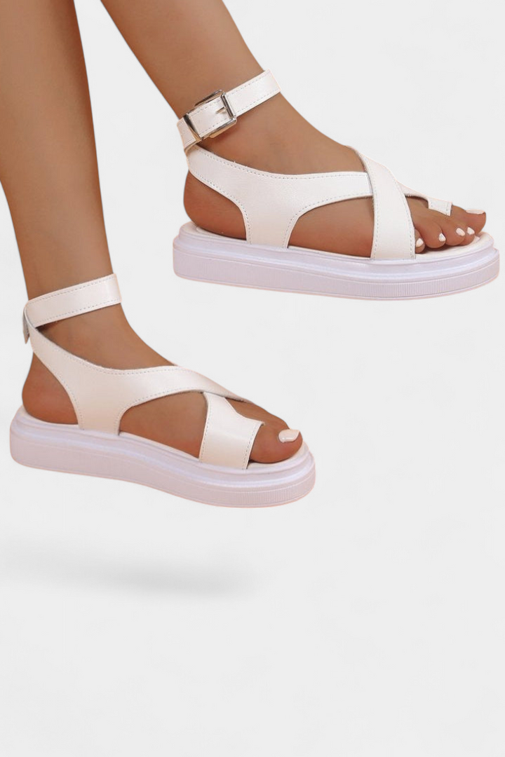 Emily & Isabella Brooks | Women's Platform Sandals with Synthetic Cross Straps