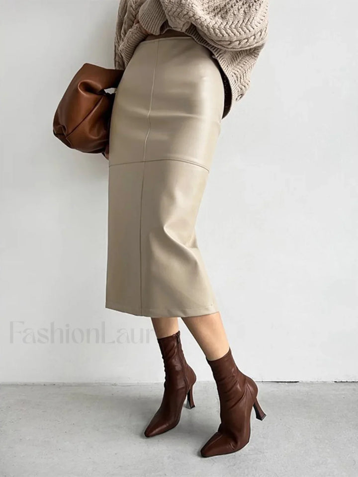 Emily & Isabella Brooks | Faux Leather Midi Skirt