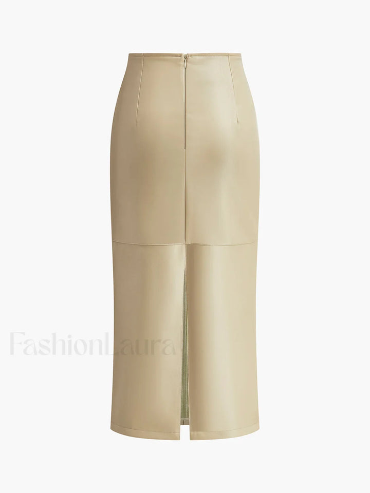 Emily & Isabella Brooks | Faux Leather Midi Skirt