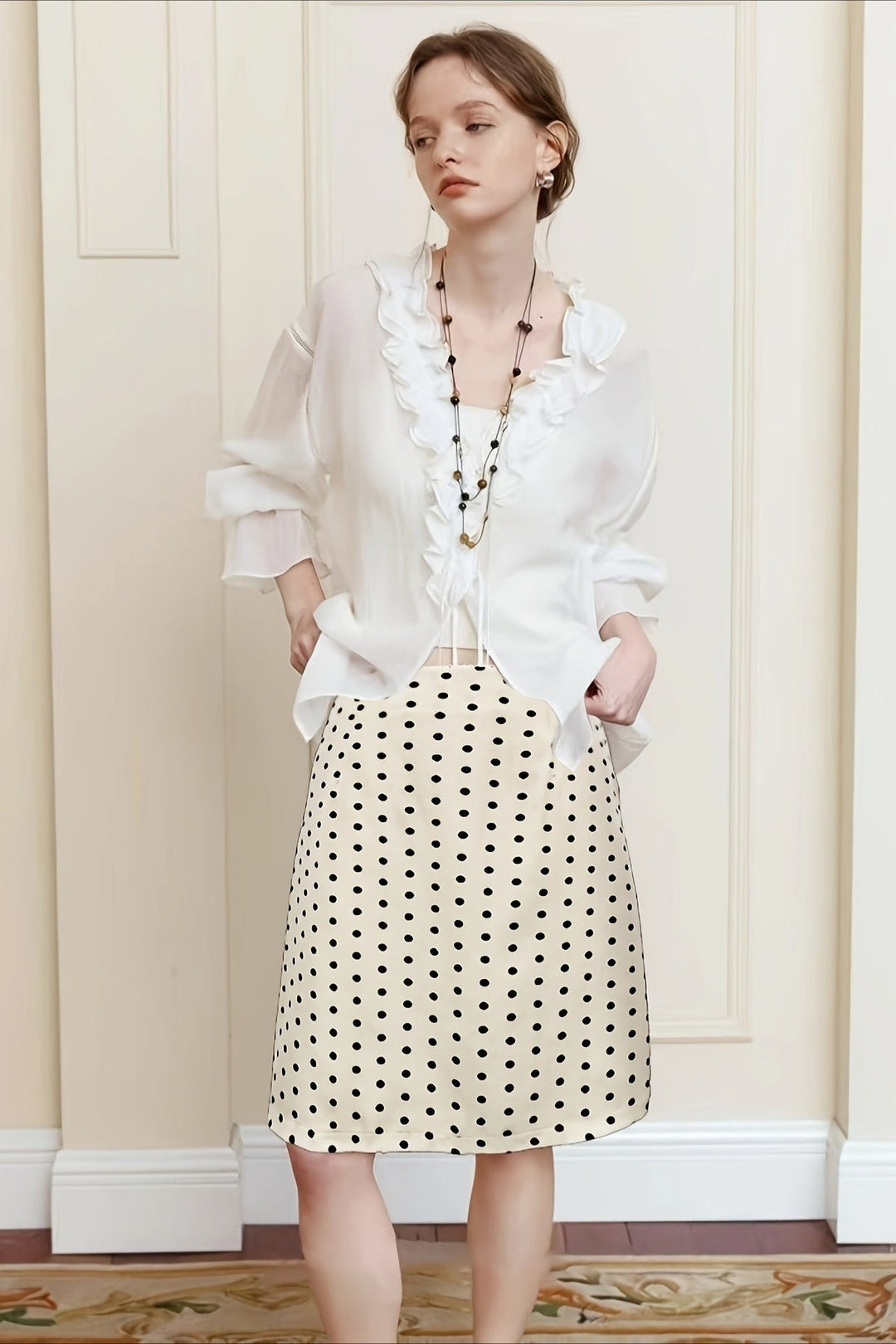 Emily & Isabella Brooks | Polka Dot Slim Fit Skirt