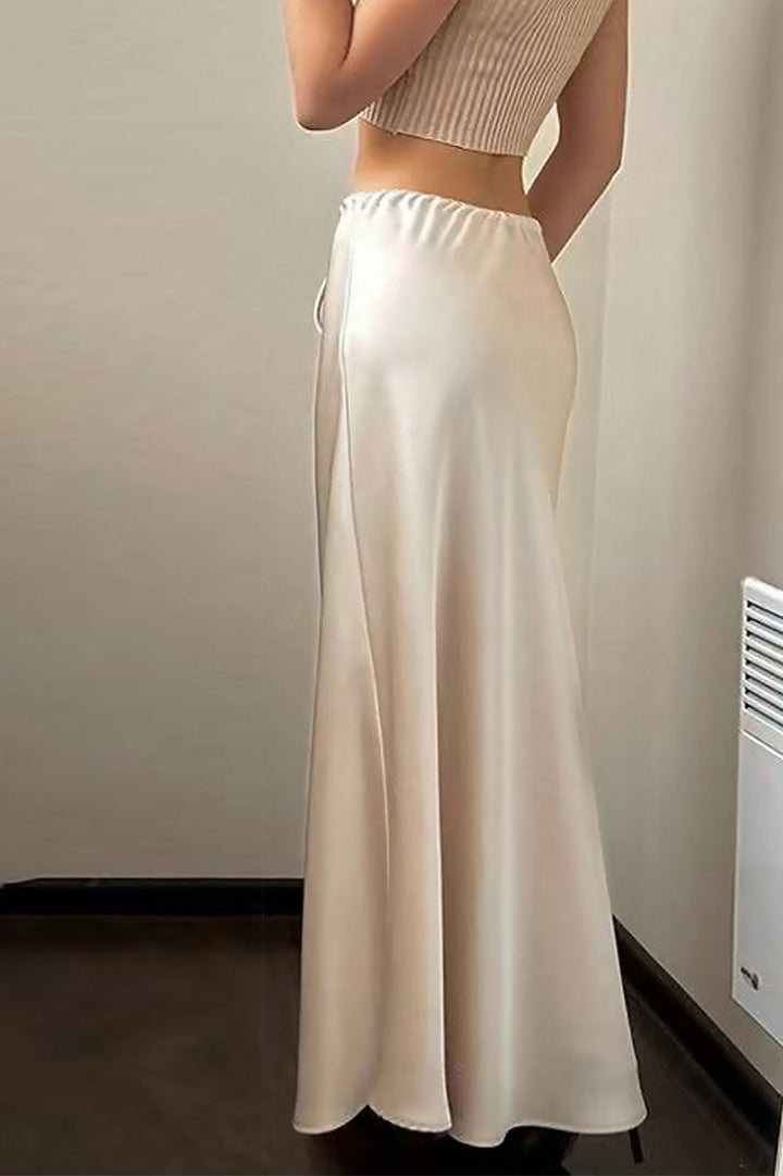 Emily & Isabella Brooks | Satin Drawstring High Waist Maxi Skirt