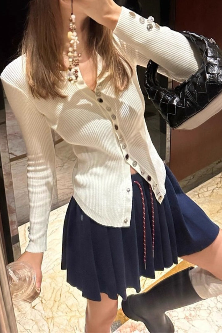 Emily & Isabella Brooks | Pleated Knit Mini Skirt
