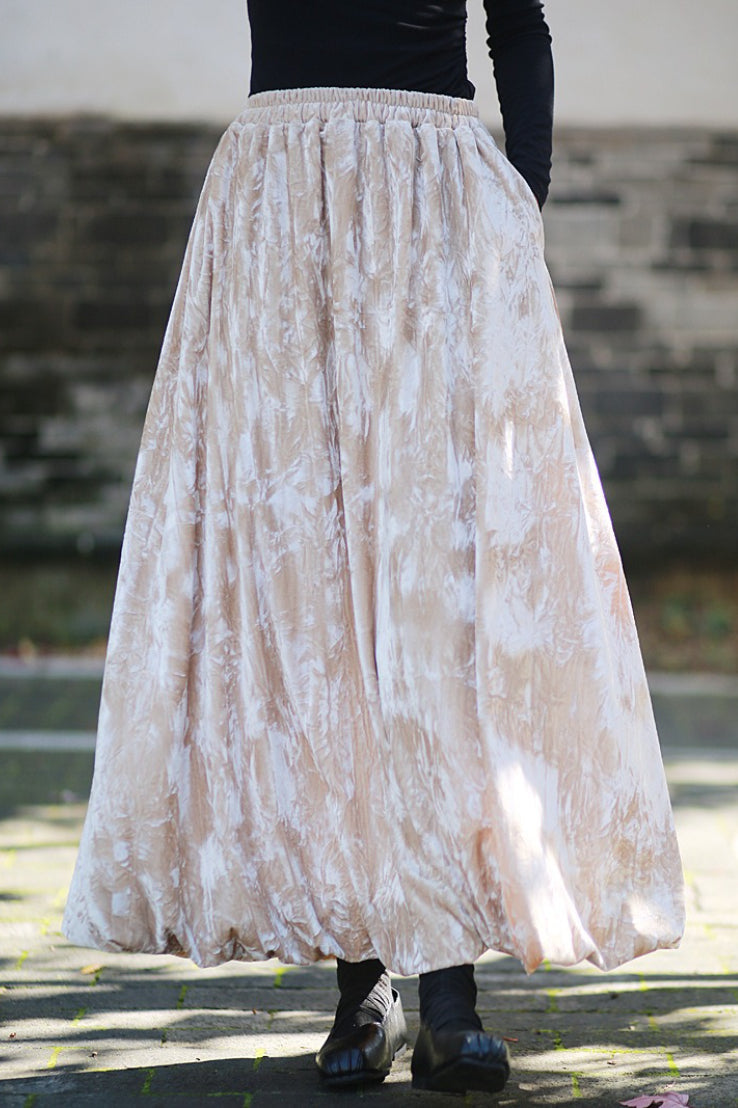 Emily & Isabella Brooks | Velvet Tie Dye Swing Midi Skirt