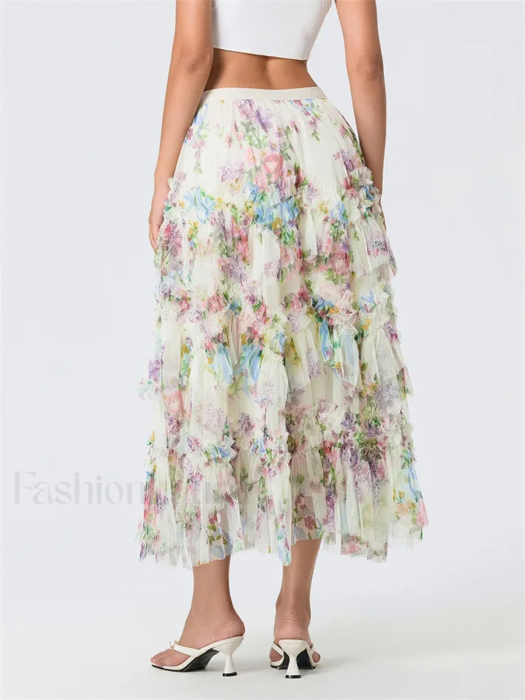 Emily & Isabella Brooks | Floral Mesh Tiered Tulle Skirt